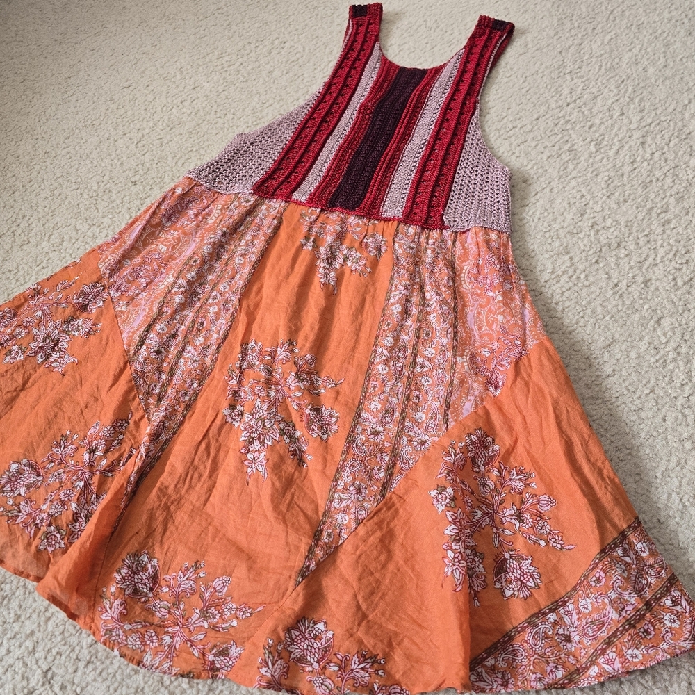 FREE PEOPLE Katie's Crochet Bodice Mini Dress in Red $168 Womens Size XS - Picture 5 of 13